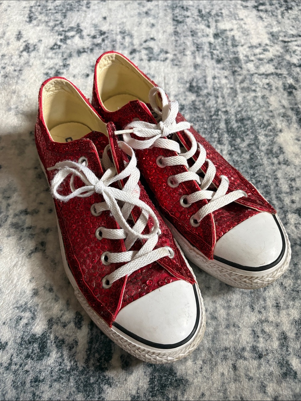 Converse Red sequin Low-Top Sneakers with White Laces